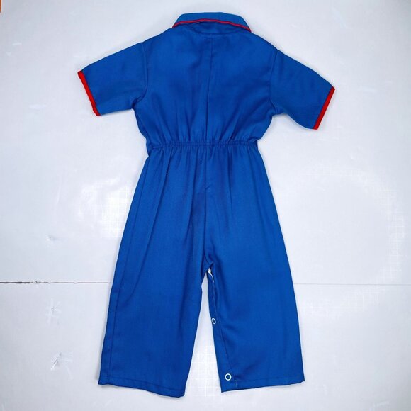 Vintage Montgomery Ward Color Block STOP GO Mechanic Longalls Romper Outfit 18m - Picture 9 of 13